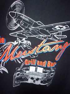 the MUSTANG GRILL n BAR FIGHTER PLANE n Car black 2XL t shirt - Picture 1 of 3