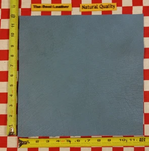 HORWEEN SKY BLUE BISON 6 oz LEATHER PIECE, *L, 12" x 12", NAT. QLTY.  - Picture 1 of 11