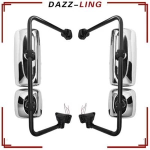 Chrome Door Mirror Assembly Heated w/Arm For Columbia M2 106 LH+RH Side 2PCS - Picture 1 of 8
