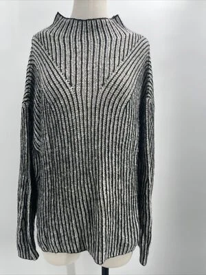 Suéter Sisley Para Mujer Azul Marino/Gris Ombré Rayas Cuello Simulado Mezcla Acrílico Talla L Foto 1 de 4