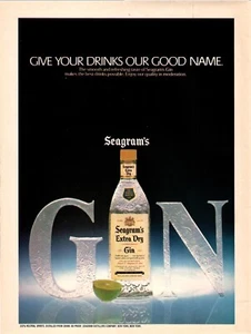 Vintage 1981 Seagrams Extra Dry Gin Bar Dekor Druck Werbung - Bild 1 von 1