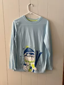 Cat & Jack XL 16 Girls Long Sleeve Blue Top Sleepwear Winter Skiing E3 - Picture 1 of 7