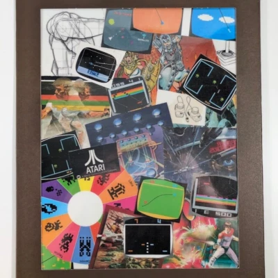 Atari 2600 Collage Enmarcado - Combate, Asteroides, Berzerk, Joystick, Juegos Retro Foto 1 de 4