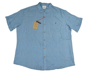 Weatherproof Linen Blend Geo Print Short Sleeve Men's Button Down Shirt XXL NWT - Picture 1 of 2