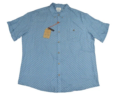 Weatherproof Linen Blend Geo Print Short Sleeve Men's Button Down Shirt XXL NWT - Image 1 of 2