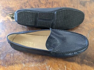 D. Lepori Mens Black Leather Loafers Size 45 Us Size 10.5 - Picture 1 of 11