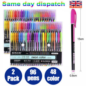 96 Gel Pens Set Metallic Pastel Glitter Neon Gel Pens For Adult Colouring Book