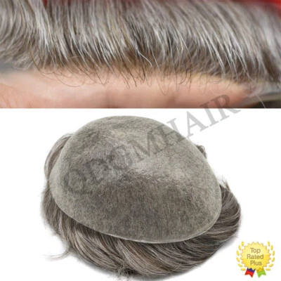 Super Thin Skin Mens Toupee Hairpiece Invisible Poly PU Hair Systems Replacement - Image 1 of 4