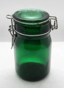 Vintage Emerald Green Jar with Locking Swing Lid 5"H x 2.25" Dia EUC - Picture 1 of 7
