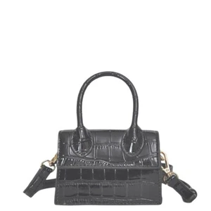 Mini schwarz Krokoprägung Polyurethan Leder wandelbare Schulter & Handtasche - Bild 1 von 4