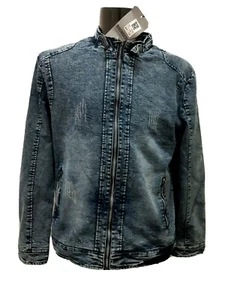 NUEVA Chaqueta de Hombre Completamente Forrada de Vellón Denim con Cremallera Frontal, Azul 3XL - Imagen 1 de 5