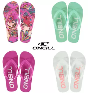 NEW Ladies O'NEILL Branded Flip Flops Sizes 3-7 White/Pink/Orange/Green Girls - Picture 1 of 3