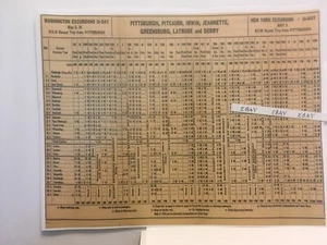 1936 PRR Fahrplan Pittsburgh Pitcairn Irwin Jeannette Greensburg Latrobe Derry - Bild 1 von 2
