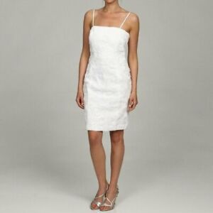 Calvin Klein White Rosette Textured Midi Dress sz 14