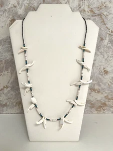 Vintage SouthWestern Bead 24" Necklace Shell, Turquoise, & Silver Accents - Bild 1 von 3