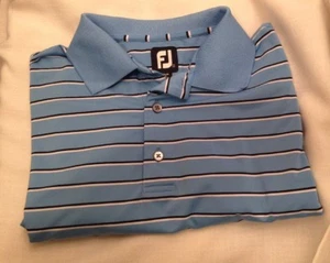FootJoy Polo Golf Shirt Herren Größe L hellblau gestreift kurzarm gebraucht, in einwandfreiem Zustand - Bild 1 von 9
