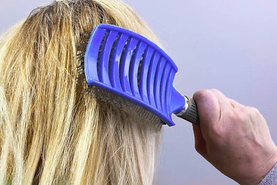 Escova de cabelo azul antiestática curva ventilada estilo escovas de massagem desembaraçadoras - Imagem 1 de 4