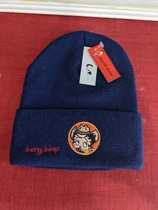 Betty Boop Ladies Blue Cuffed Stocking Cap/Hat - Picture 1 of 1