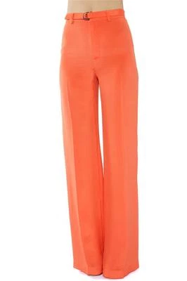 Rebecca Minkoff Sanna Pant Wide Leg Mid Rise Neon Orange 100% Silk NEW Belt - Image 1 of 4
