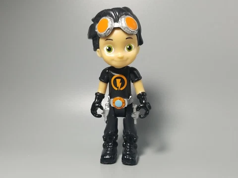 Rusty Rivets Toy Action Figure 3.5" Rare Black Suit Lightning Orange Goggles Cover