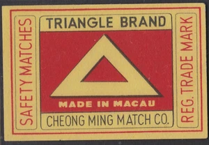 Safety Matches Matchbox Label - Triangle Brand. Macau - Picture 1 of 1