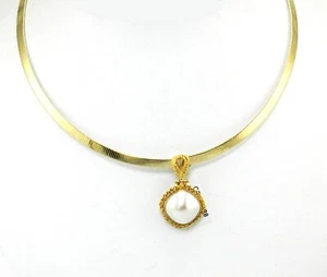 COLGANTE DIAPOSITIVA MABE PERLA ORO AMARILLO 14K HECHO A MANO EN ITALIA NUEVO EN CAJA # J242 - Imagen 1 de 2