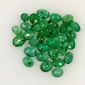 5.80ct Natural Emerald oval cabochon  top green good luster unheated gems lot