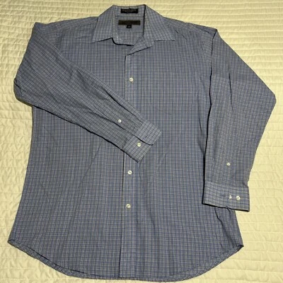 Camisa a Cuadros OLEG CASSINI Para Hombre Azul Blanco Manga Larga con Botones Foto 1 de 4