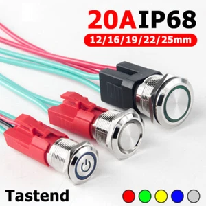 Druckschalter Drucktaster Tastend Metall 3-220V LED Beleuchtet Wasserdicht IP68 - Picture 1 of 26