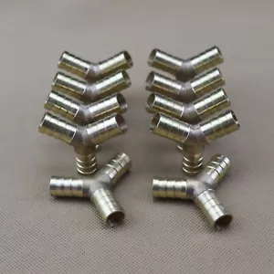 10Pcs Way Brass Hose Barb Fitting Pipe Tubing Splicer Fuel Water Gas Air 1/2"Y-3 - Picture 1 of 6