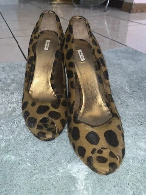 Tacones de piel con estampado de leopardo Miu Miu (mujer 9/40) NUEVO Foto 1 de 3