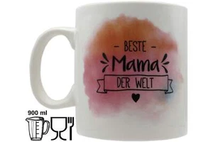 Jumbo Tasse 3XL 900 ml mit Schriftzug "Beste Mama der Welt" auf 2 Seiten Keramik - Bild 1 von 8