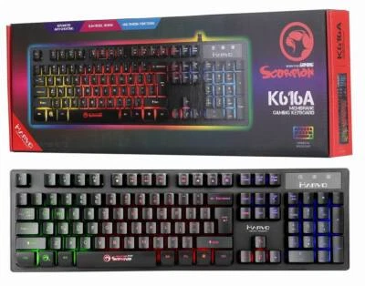 UK Layout Gaming Keyboard 3 Colour LED Backlit USB 2.0 Frameless Multi-Media - Image 1 of 4