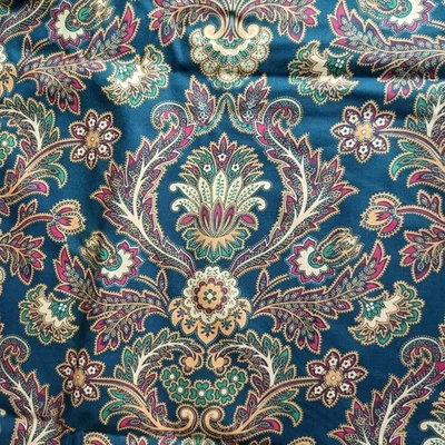 VTG Sharon Kessler Concord Fabric  Abstract Floral 110x44 Green Burgundy Yellow  - Image 1 of 4