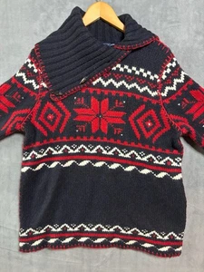 Ralph Lauren Nordic Shawl Neck Christmas Jumper Size XL Wool Snowflake Preppy - Picture 1 of 12