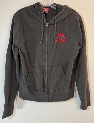 Sudadera con Capucha Lucky Brand Para Mujer Grande Marrón Gris Cremallera Completa Manga Larga Bordada Foto 1 de 4