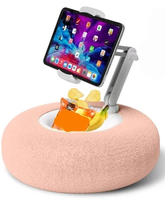 Pillow Stand Holder for Kindle Tablet iPad, Samsung  with Snack Bowl,   Pink - Image 1 of 4