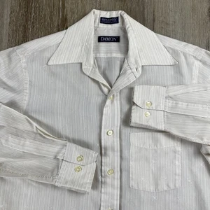 Vintage 70's Damon Silcron Perm Press Button Up Shirt Dagger Collar Large - Picture 1 of 18