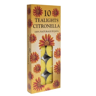 Price's Citronella 10 Teelichtkerzen Für Innen Und Außen - Bis Zu 4 Stunden - Bild 1 von 2