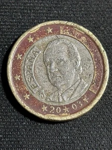 RARA Moneta 1 euro SPAGNA 2003 TANTI ERRORI di CONIO - Foto 1 di 2