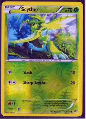 2012 POKEMON SCYTHER 7/149 BLACK & WHITE BOUNDARIES CROSSED REVERSE HOLO NM - Image 1 of 2