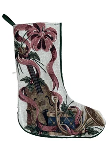 Vintage Riverdale Tapestry Christmas Stocking Cello Drum Trumpet Musical - Picture 1 of 7