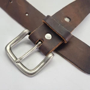 SMP Leather Belt 32 34 36 Century Canada Metal Buckle Brown Distressed - Picture 1 of 13