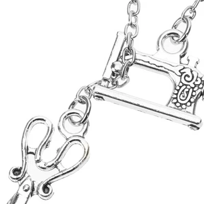  Nähmaschine Halskette Schere Halskette kreative Anhänger Halskette Nähliebhaber - Bild 1 von 4