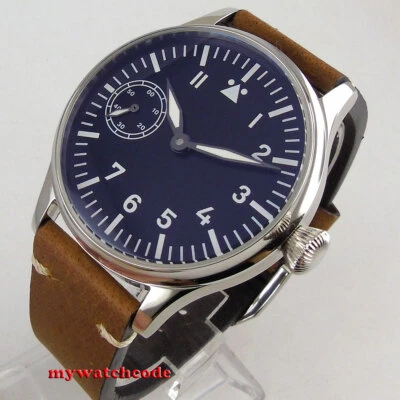 44mm Corgeut black sterile dial luminous marks 6497 hand winding mens watch C39 - Image 1 of 4