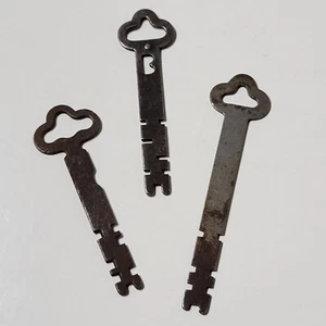 3 Chiavi Scheletro Piatte Vintage Circa 2,5" - 3" Lunghe Acciaio Cat#SBD35-59 - Foto 1 di 7
