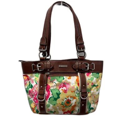 Bolso de Transporte Chaps Ralph Lauren Audrey Courtyard Floral Multicolor Borde Marrón Foto 1 de 4