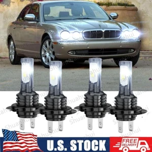 For Jaguar XJ8 1998-2007 - Front LED Headlight Hi/Lo 6000K White Bulbs Kit Qty 4 - Picture 1 of 14