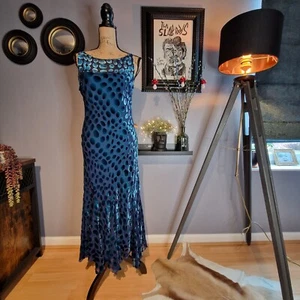 Y2K Blue & Teal Special Occasion Midi Dress UK 12 - Picture 1 of 12