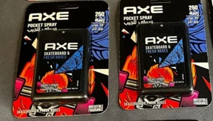 2 Axe Pocket Spray Skateboard & Roses 17mL 250 Sprays  - Picture 1 of 1